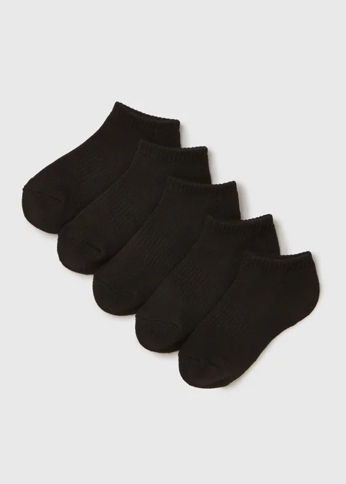 5 Pack Black Trainer Socks (Younger 6-Older 5.5) - 4-5.5 Image 1