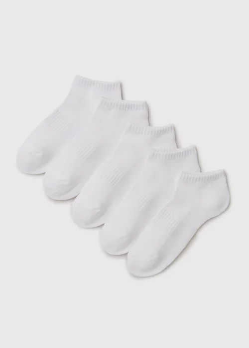 5 Pack White Trainer Socks (Younger 6-Older 5.5) - 4-5.5 Image 1