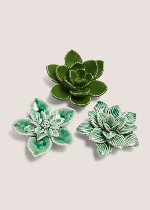 3 Pack Green Flower Ornaments (8cm x 8cm x 3cm) Image 2