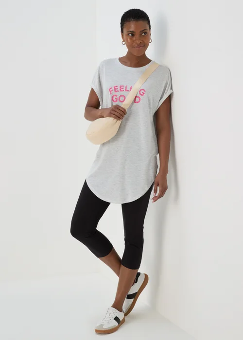 Grey 'Feeling Good' Slogan T Shirt - S Image 1