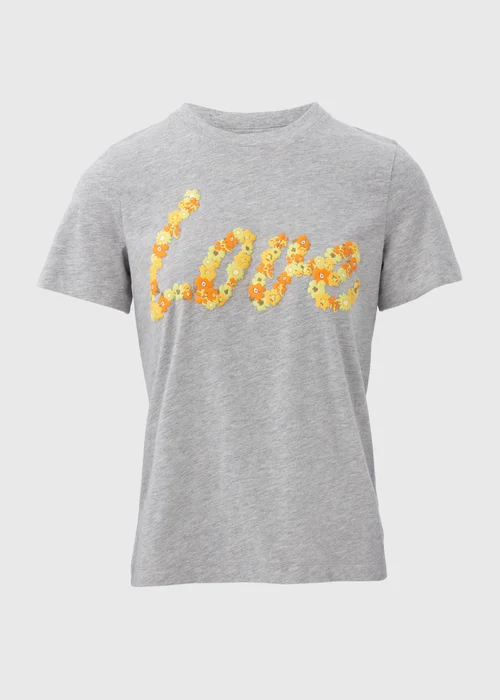 Grey Marl Love Slogan T-Shirt - 8 Image 5