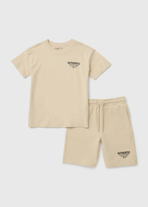Boys Stone T-Shirt & Shorts Set (7-12yrs) - 7 Yrs Image 1