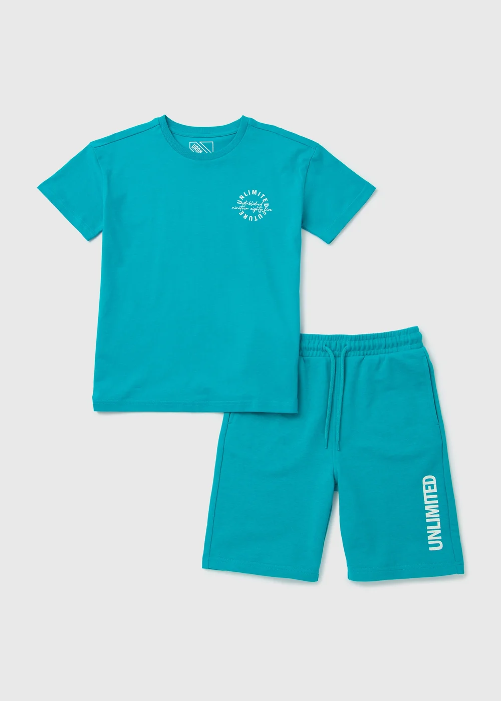 Boys Teal T-Shirt & Shorts Set (7-12yrs) - 7 Yrs Image 1