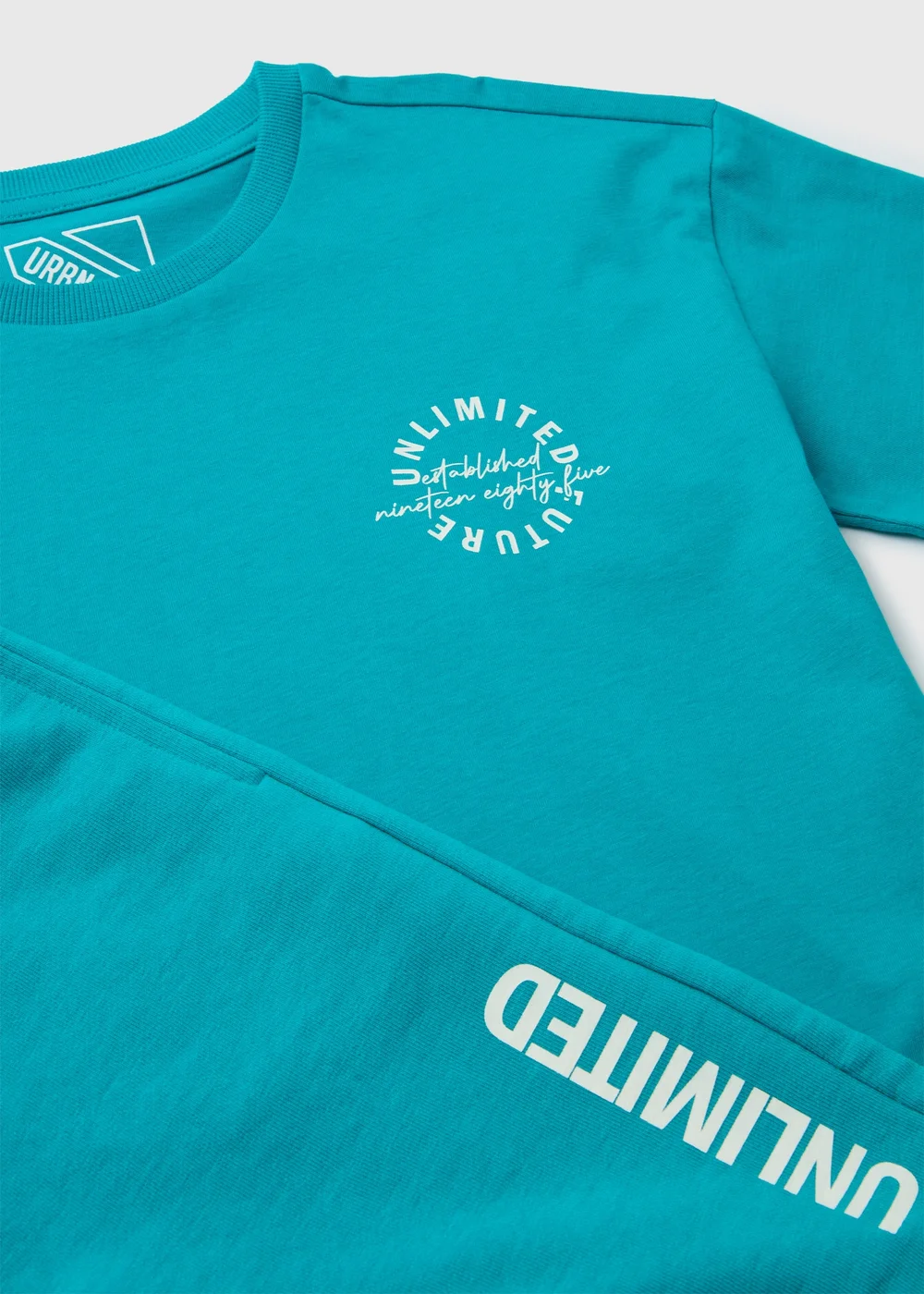 Boys Teal T-Shirt & Shorts Set (7-12yrs) - 7 Yrs Image 2
