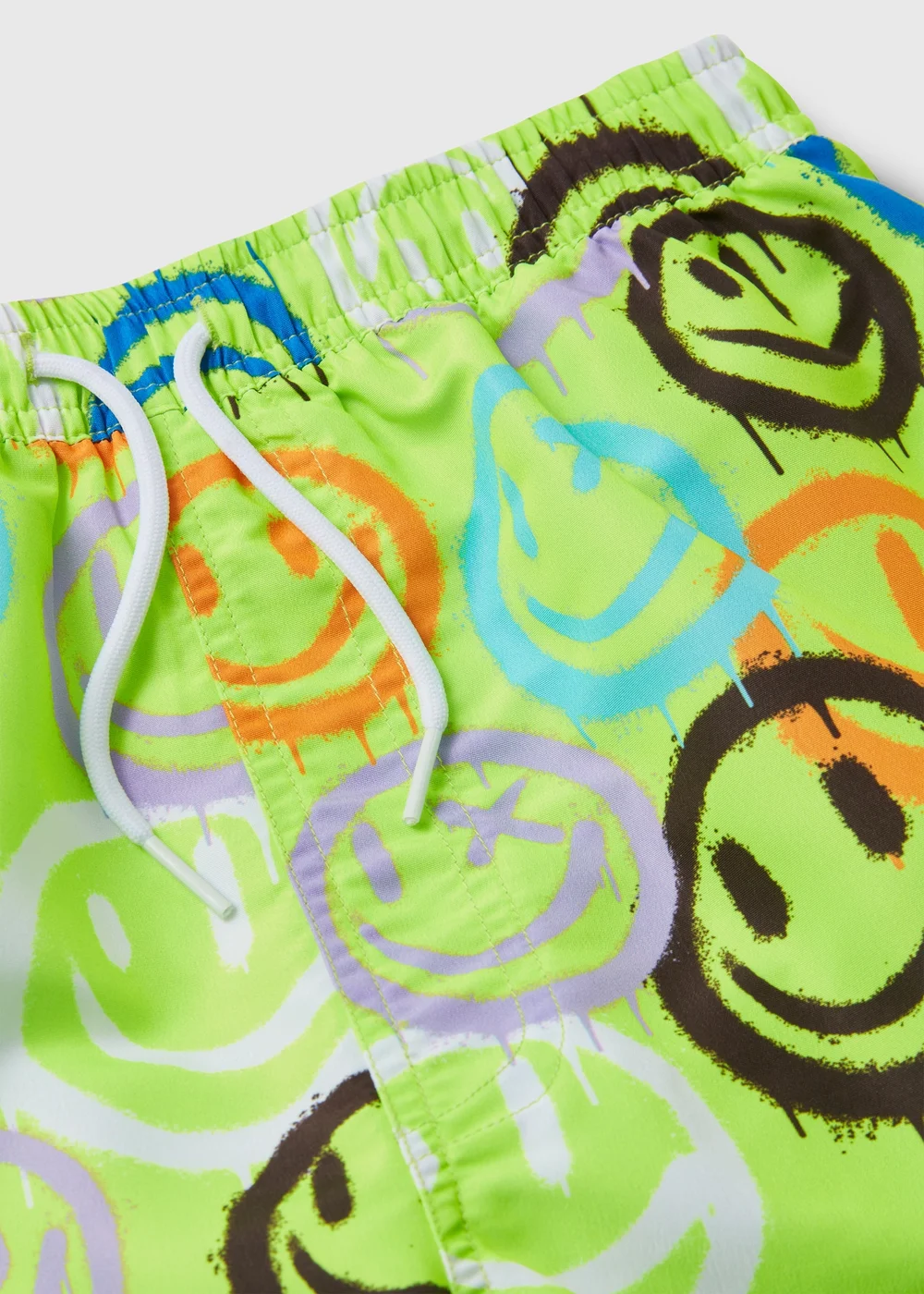 Boys Green Smiley Graffiti Swim Shorts (6-11yrs) - Age 6 - 7 Years Image 2