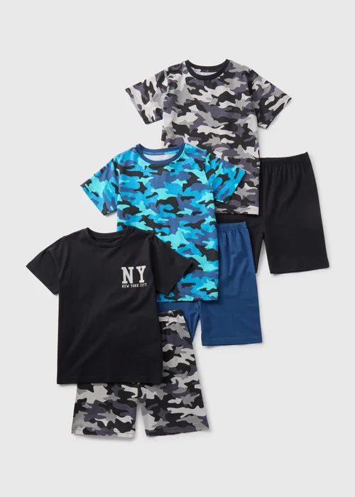 Boys 3 Pack Camo Pyjama Sets (4-12yrs) - Age 7 Years Image 1