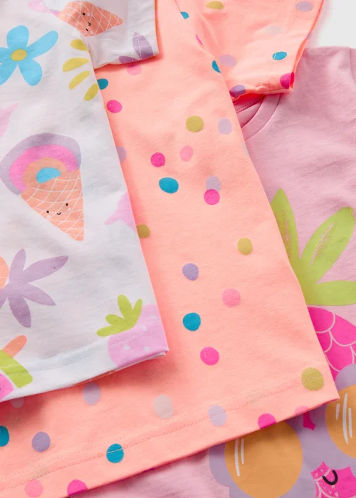 Girls 3 Pack Multicolour Summer Pyjama Sets (9mths-5yrs) - Age 9 - 12 Months Image 2