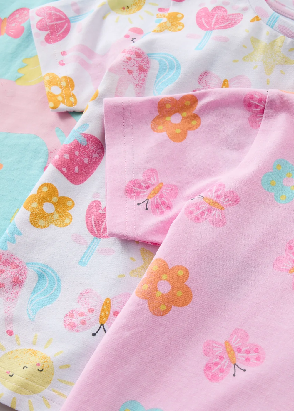 Girls 3 Pack Pink Unicorn Pyjamas Sets (9mths-5yrs) - Age 9 - 12 Months Image 2