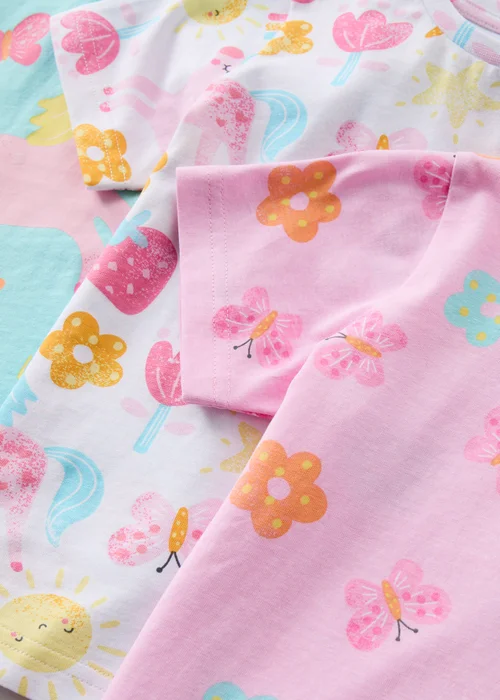 Girls 3 Pack Pink Unicorn Pyjamas Sets (9mths-5yrs) - Age 9 - 12 Months Image 2