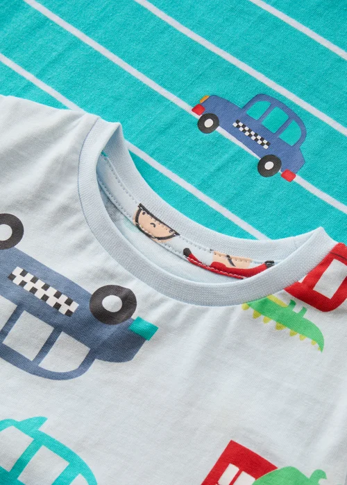 Boys 3 Pack Bus Print T-Shirt & Shorts Pyjama Sets (9mths-5yrs) - Age 18 - 23 Months Image 2