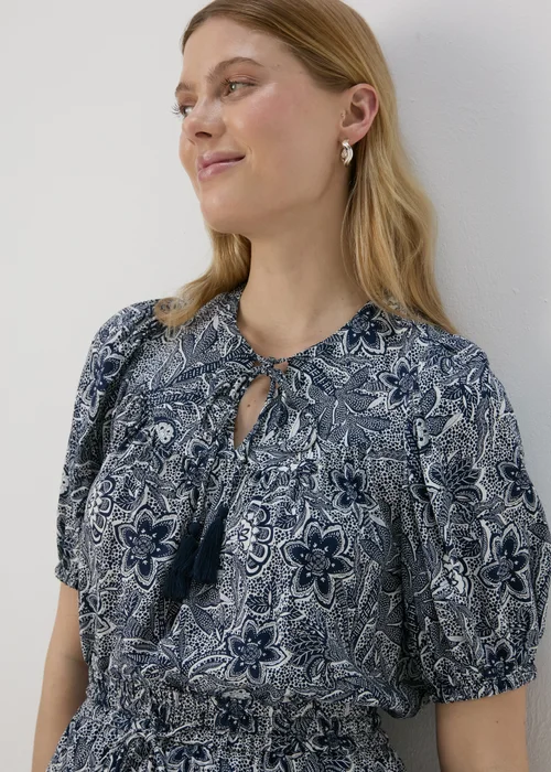 Blue Tassel Boho Co Ord Blouse Top - Size 8 Image 3