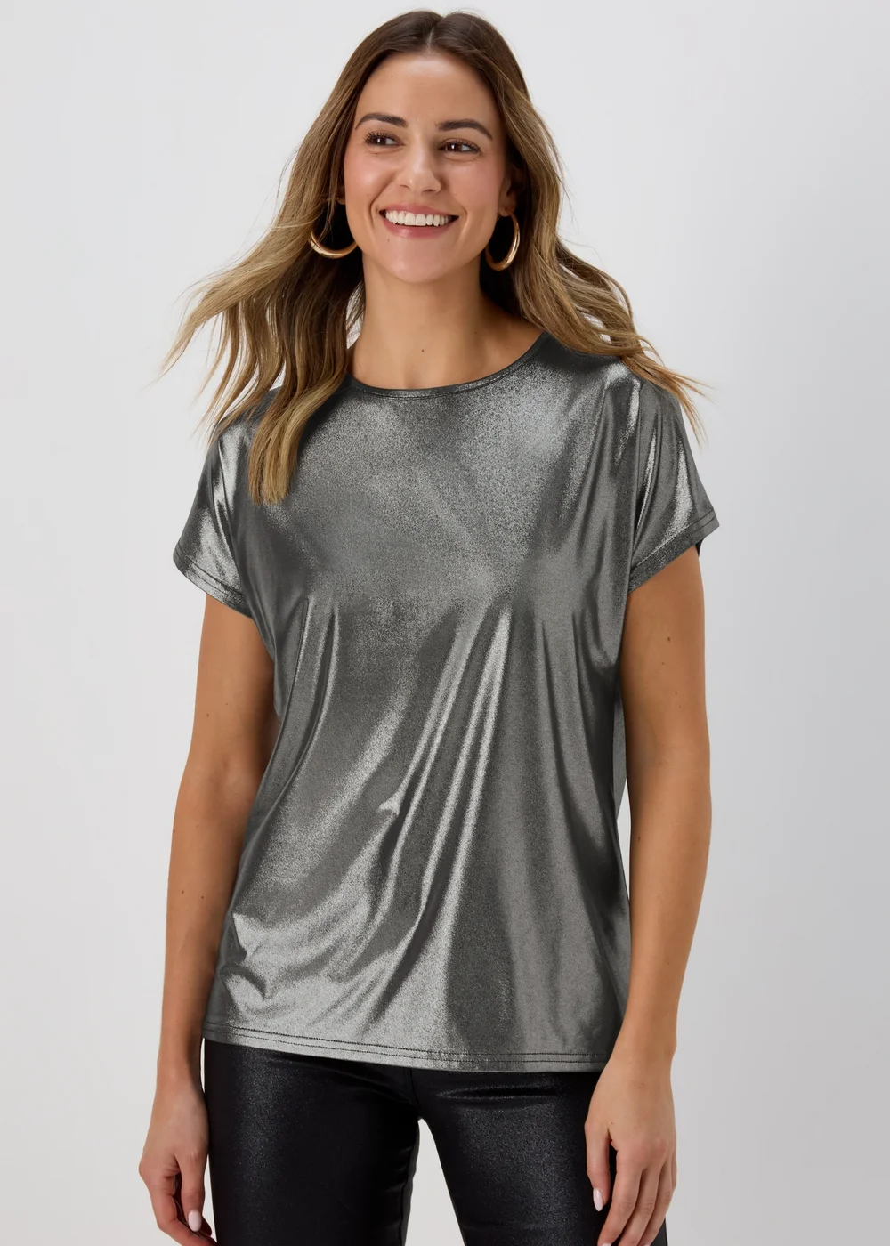 Silver Metallic Shirt - Size 8 Image 1