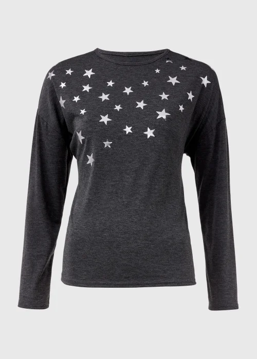 Grey Star Foil Print Top - 8 Image 5
