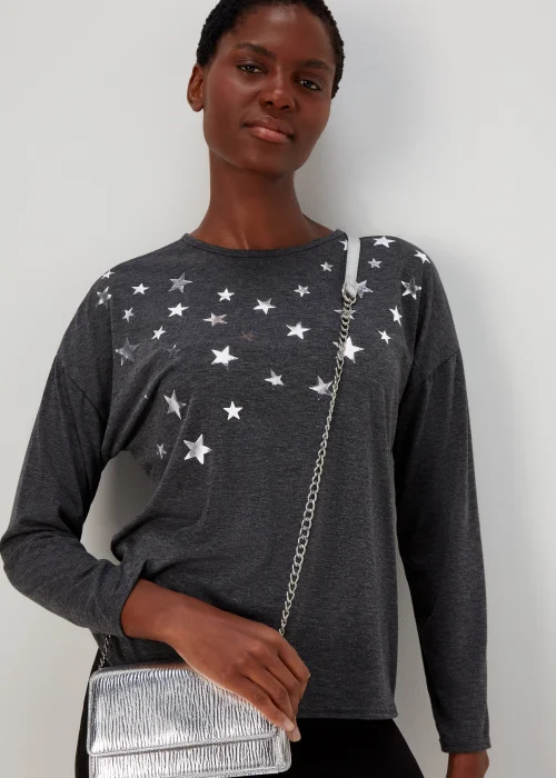 Grey Star Foil Print Top - 8 Image 1