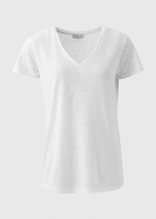 White Plain Print Linen Jersey T-Shirt - 8 Image 5