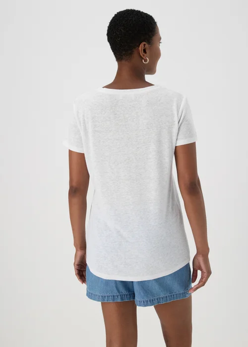 White Plain Print Linen Jersey T-Shirt - 8 Image 2