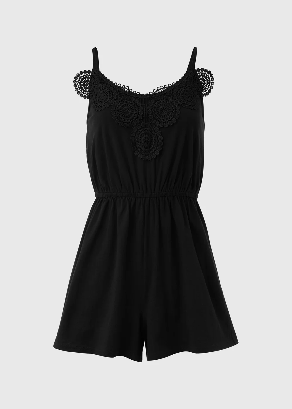 Black Lace Trim Playsuit - S Image 5