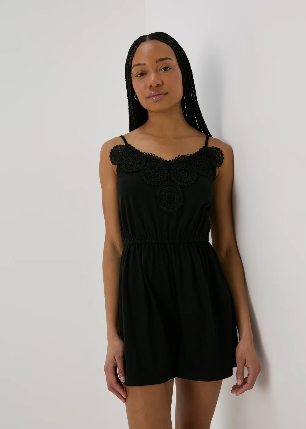 Black Lace Trim Playsuit - S Image 4