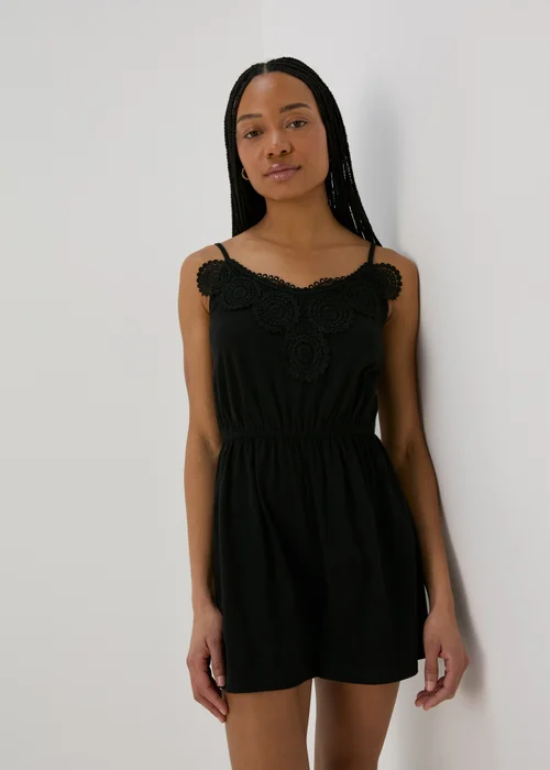 Black Lace Trim Playsuit - S Image 4