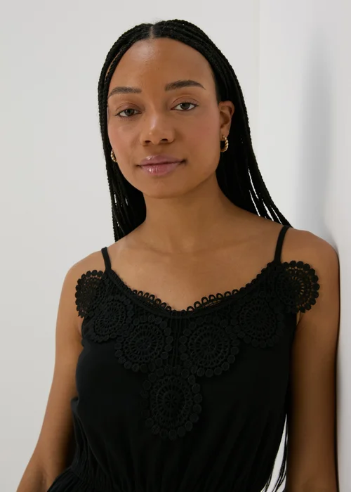 Black Lace Trim Playsuit - S Image 3