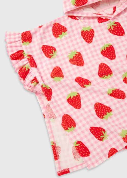 Girls Light Pink Strawberry Poncho (Small-Large) - S/M Image 2