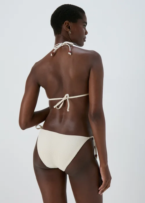 Cream Crochet Textured Triangle Bikini Top - 6 Image 2