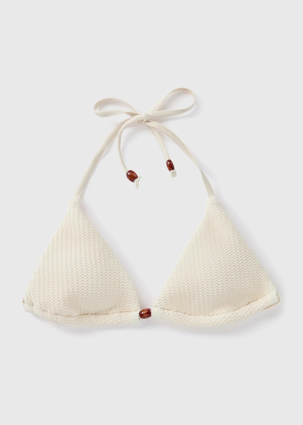 Cream Crochet Textured Triangle Bikini Top - 6 Image 4