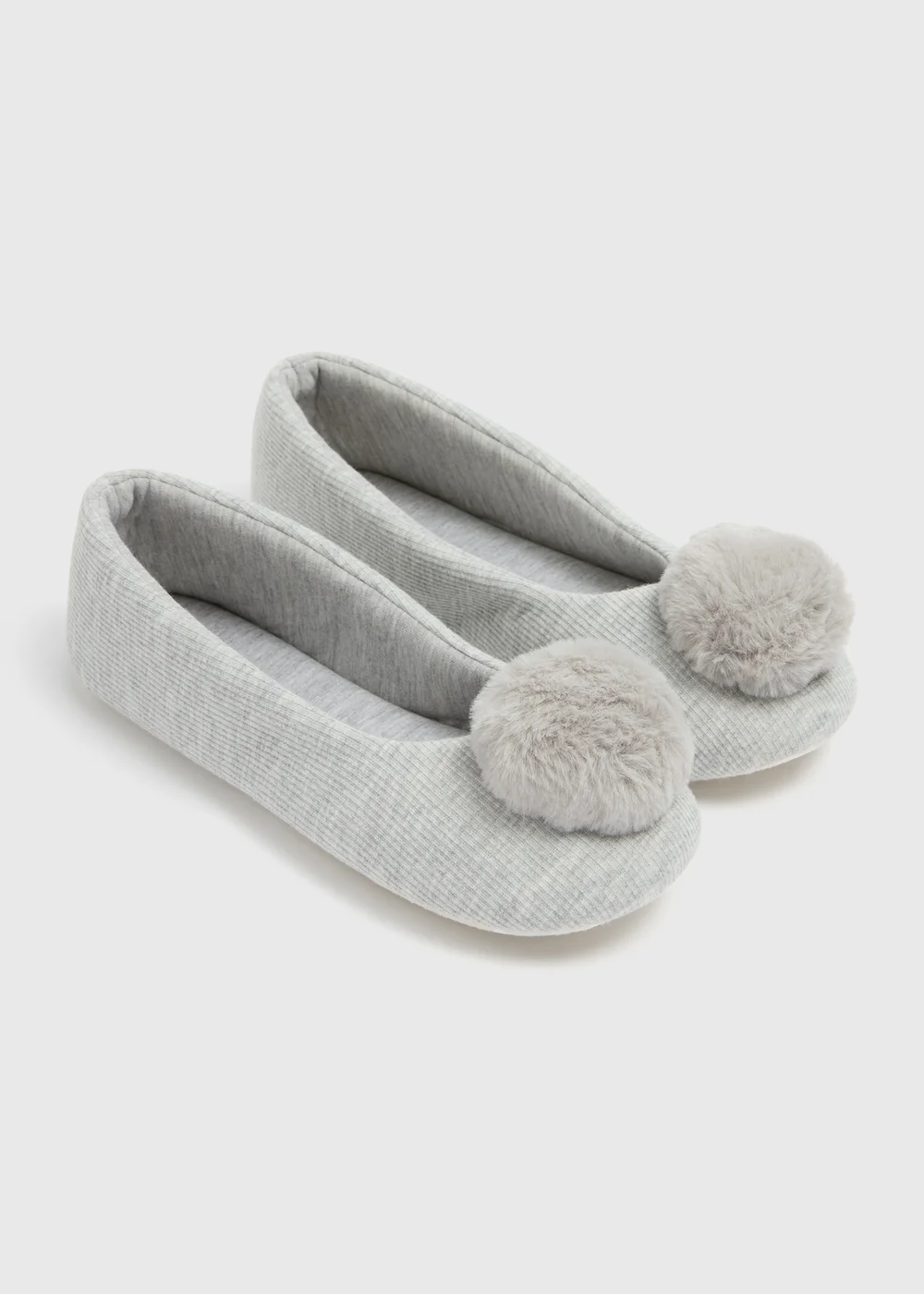 Grey Pom Knit Ballet Slippers - Size 3 Image 1