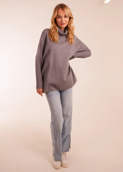 Blue Vanilla Grey High Neck Boxy Jumper - S/M Image 1