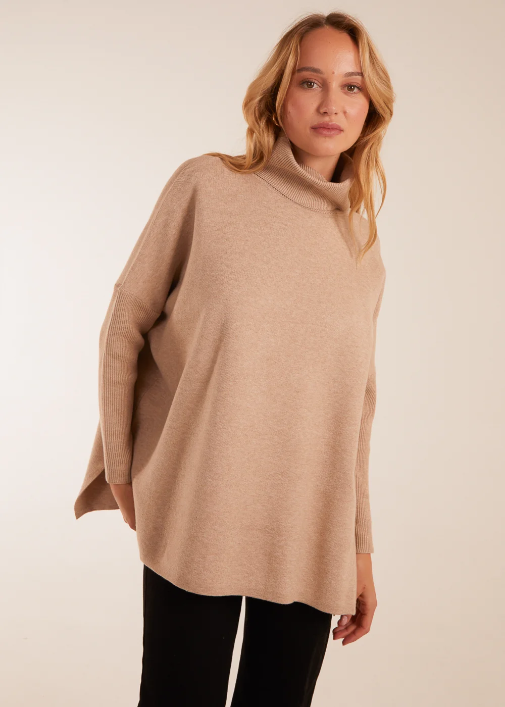 Blue Vanilla Beige High Neck Boxy Jumper - S/M Image 1