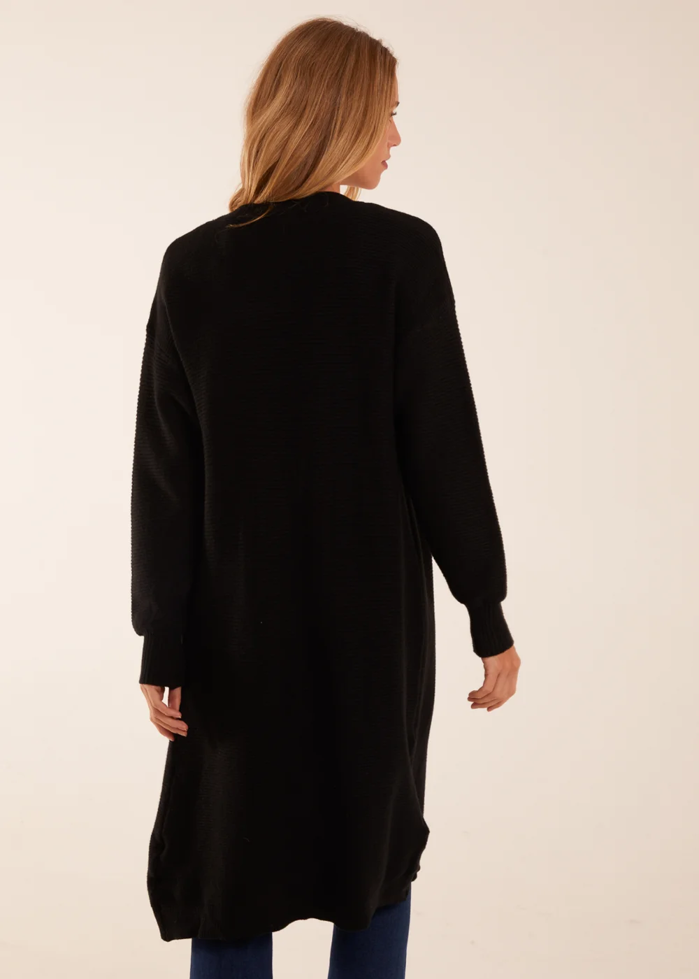 Blue Vanilla Black Ribbed Throw On Cardigan - S/M Image 3