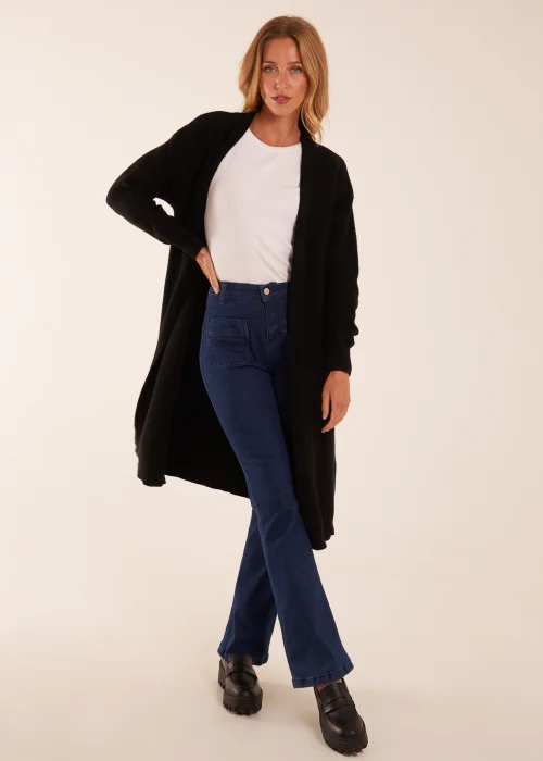Blue Vanilla Black Ribbed Throw On Cardigan - S/M Image 1