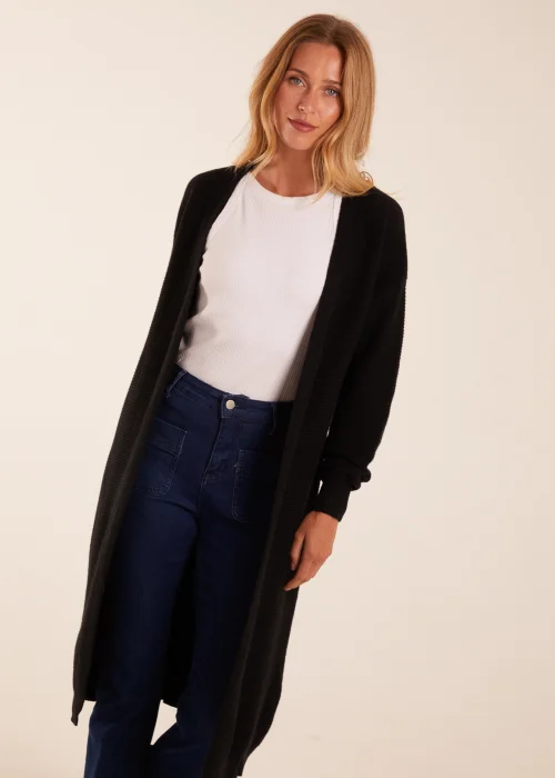 Blue Vanilla Black Ribbed Throw On Cardigan - S/M Image 2