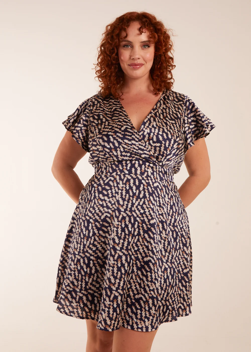 Blue Vanilla Navy Curve Wrap Ruffle Mini Dress - 18 Image 3