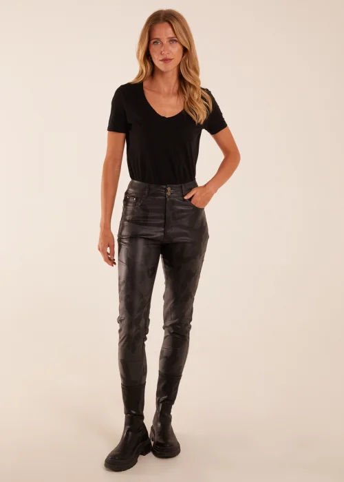Blue Vanilla Black Camouflage PU Leather Skinny Jean - 10 Image 1