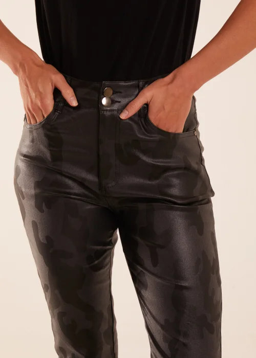 Blue Vanilla Black Camouflage PU Leather Skinny Jean - 10 Image 4