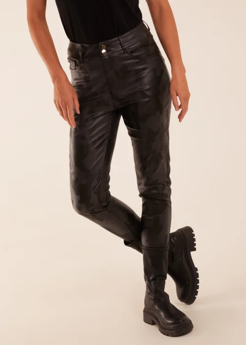 Blue Vanilla Black Camouflage PU Leather Skinny Jean - 10 Image 3