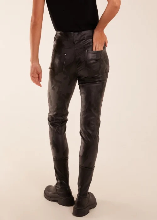 Blue Vanilla Black Camouflage PU Leather Skinny Jean - 10 Image 2
