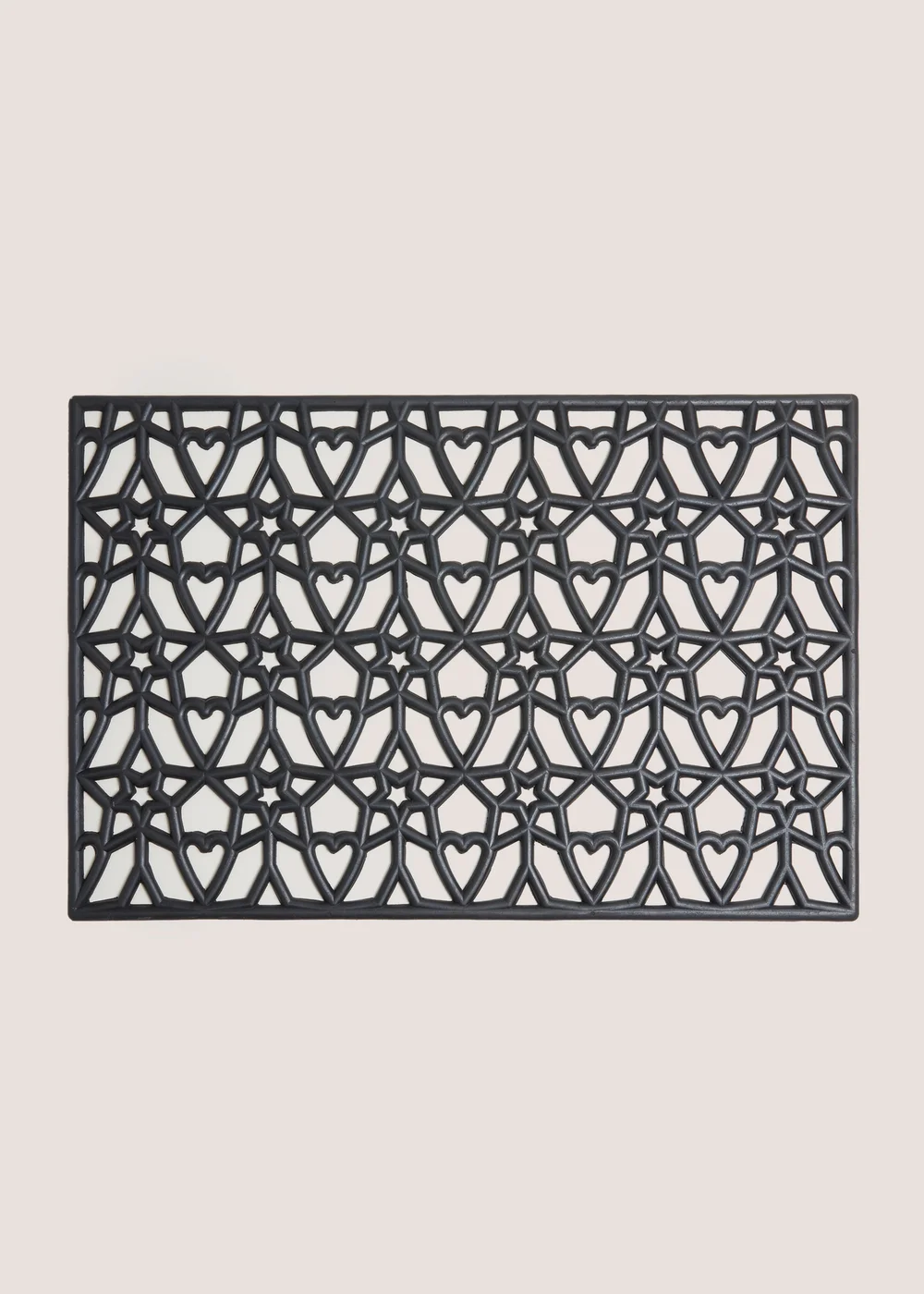 Black Heart & Star Rubber Doormat Image 1