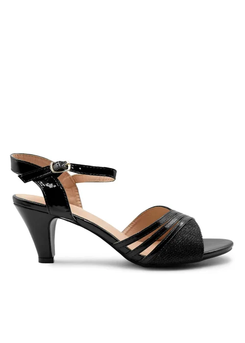 Where's That From Stormi Low Heel Sandals In Black Glitter - 5 Image 1