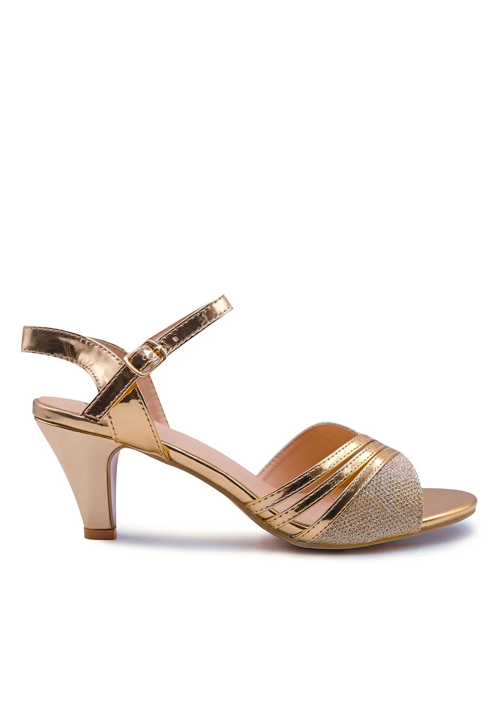 Where's That From Stormi Low Heel Sandals In RoseGold Glitter - 4 Image 1