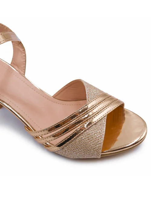 Where's That From Stormi Low Heel Sandals In RoseGold Glitter - 4 Image 2