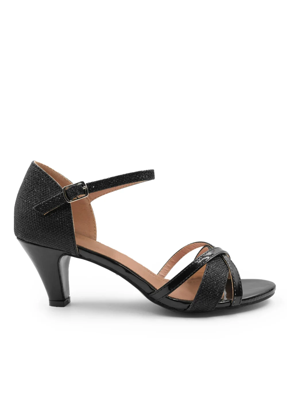 Where's That From Artemis Mid High Heel In Black Glitter - 8 Image 1