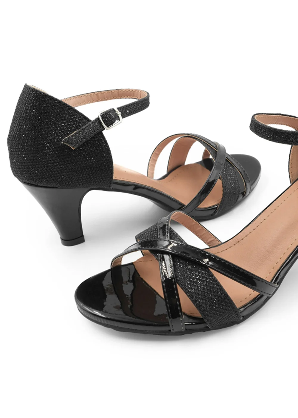 Where's That From Artemis Mid High Heel In Black Glitter - 8 Image 2