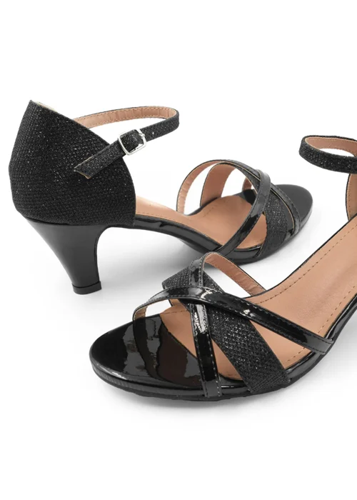 Where's That From Artemis Mid High Heel In Black Glitter - 8 Image 2