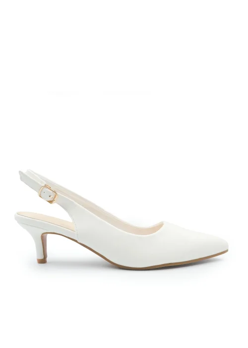 Where's That From White Quentin Low Kitten Heels - 3 Image 1