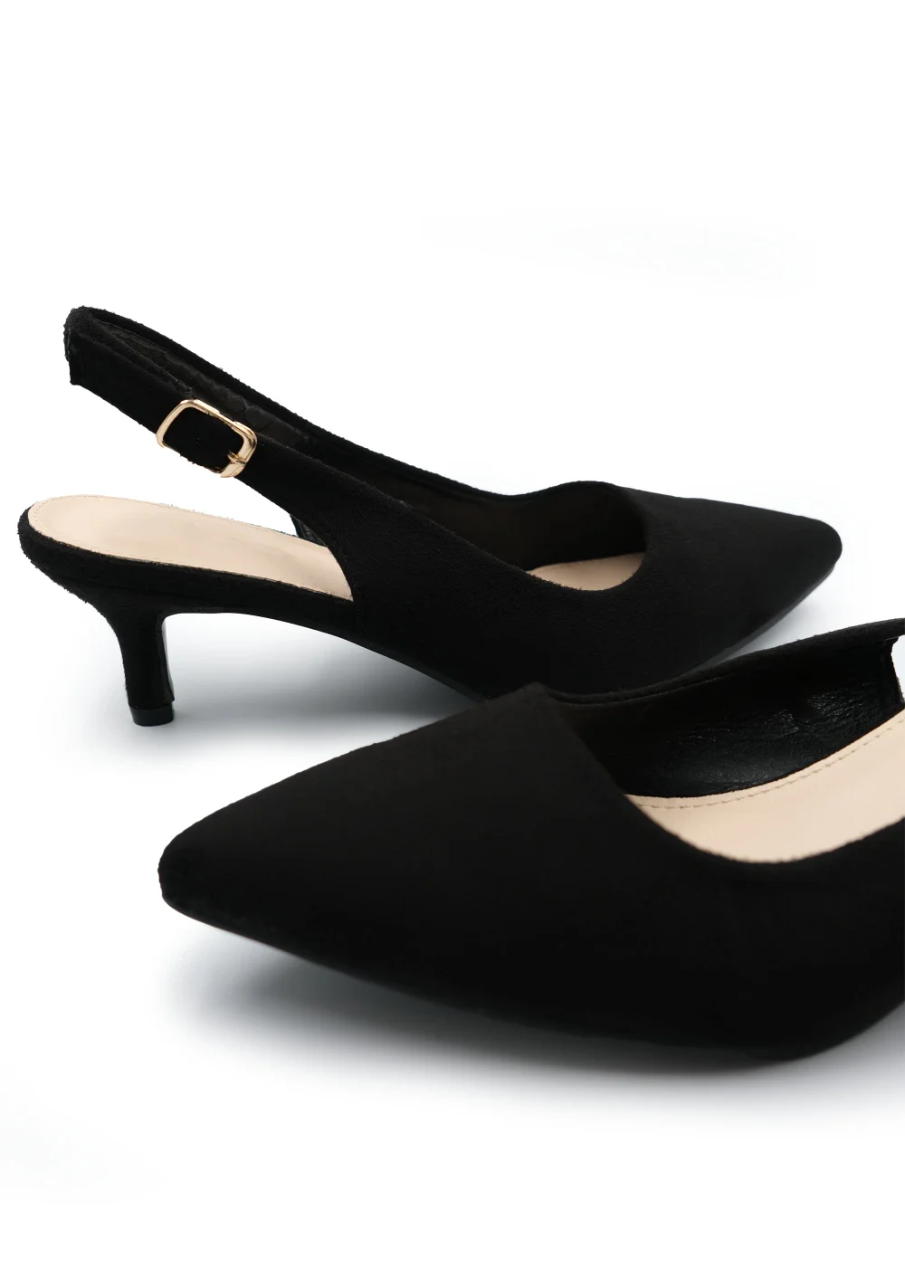 Where's That From Black Suede Quentin Low Kitten Heels - 3 Image 2
