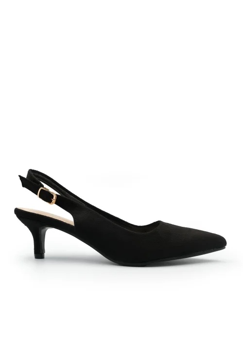 Where's That From Black Suede Quentin Low Kitten Heels - 3 Image 1