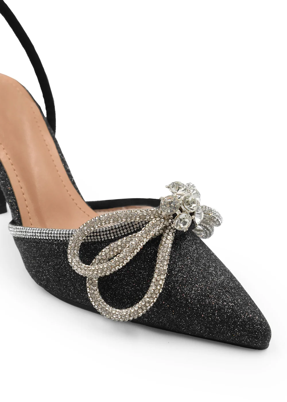 Where's That From Black Glitter Delina Pointed Toe High Heels - 3 Image 2