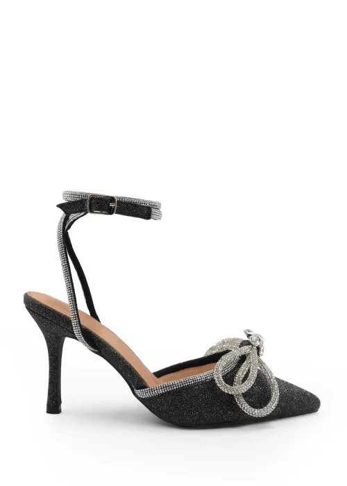 Where's That From Black Glitter Delina Pointed Toe High Heels - 3 Image 1